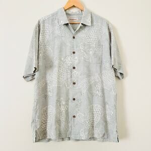 Tommy Bahama Men’s Silk Hawaiian Tropical Button-Down Shirt Koi Fishes Large